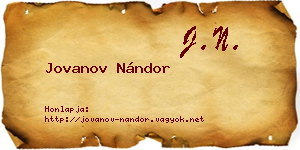 Jovanov Nándor névjegykártya